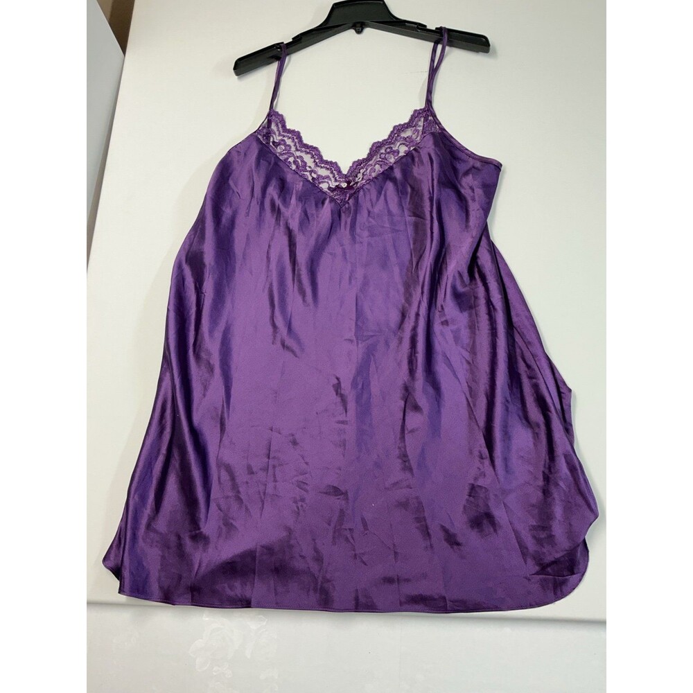 California miss Plus size Lace Trim Satin Nightgown